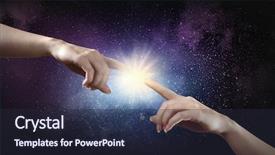  Presentation with fingers - Slide set with creation bible - close up of human hands background and a wine colored foreground