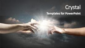  Presentation with fingers - Presentation having creation bible - close up of human hands background and a dark gray colored foreground