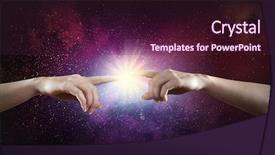  Presentation with creation - Audience pleasing presentation design consisting of creation bible - close up of human hands backdrop and a wine colored foreground