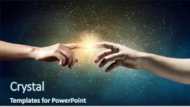  Presentation with creation - Amazing presentation theme having creation bible - close up of human hands backdrop and a navy blue colored foreground