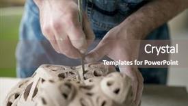  Presentation with apron - Theme enhanced with creation man - ceramist dressed in an apron background and a gray colored foreground