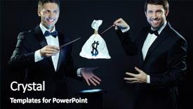  Presentation with creation - Beautiful PPT layouts featuring creation of money sack backdrop and a black colored foreground