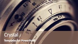  Presentation with lens - Amazing slide deck having creations photos - closeup of the lens backdrop and a coral colored foreground