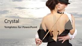  Presentation with female - Slides featuring creations photos - female muse musician playing violin background and a lemonade colored foreground