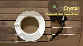  Presentation with coffee cup - Audience pleasing PPT theme consisting of creations photos - high-angle shot of a white backdrop and a tawny brown colored foreground