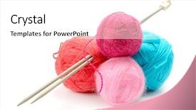 Presentation with thread - Presentation theme consisting of creations photos - variety of balls of woolen background and a white colored foreground