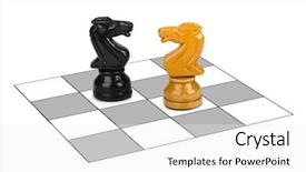  Presentation with knights - Audience pleasing slides consisting of creative abstract winning - chess knights isolated on white backdrop and a white colored foreground