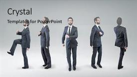  Presentation with office workers - Colorful presentation theme enhanced with creative abstract winning - five office workers moving backdrop and a light gray colored foreground
