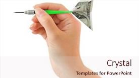  Presentation with money - Presentation theme enhanced with creative abstract winning - hand and money darts isolated background and a lemonade colored foreground