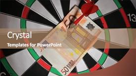  Presentation with dartboard - PPT theme having creative abstract winning - money pierced by arrow background and a  colored foreground
