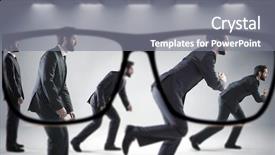  Presentation with focus - Presentation theme consisting of creative abstract winning - soft focus on running businessmen background and a  colored foreground
