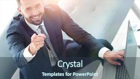  Presentation with laptop - PPT theme with u - business concept business man background and a ocean colored foreground