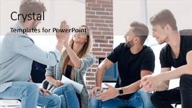  Presentation with cooperative cooperation at new project - Audience pleasing slide deck consisting of dreamteam working on new project backdrop and a mint green colored foreground