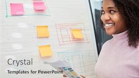  Presentation with sticky notes - Presentation theme with creative-african-graphic-designer background and a soft green colored foreground