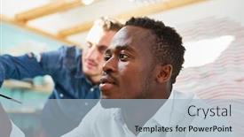  Presentation with creative - Cool new PPT theme with creative-african-painter-works backdrop and a light blue colored foreground