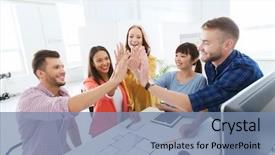  Presentation with architecture - Slides having people concept - happy internation background and a seafoam green colored foreground