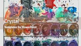  Presentation with watercolor - Beautiful PPT theme featuring creative art - old tin watercolor box backdrop and a coral colored foreground