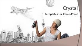  Presentation with spray paint - Colorful presentation theme enhanced with creative art - woman paint a city backdrop and a white colored foreground