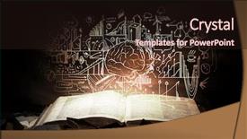  Presentation with business book - PPT layouts featuring creative brain - old opened book with business background and a wine colored foreground