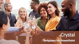  Presentation with creative - Slide set enhanced with creative business colleagues raising glasses background and a red colored foreground