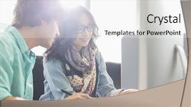  Presentation with desktop - Presentation theme featuring creative business colleagues using desktop background and a white colored foreground