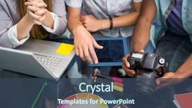  Presentation with business office desk - Cool new slides with creative business people with digital backdrop and a ocean colored foreground