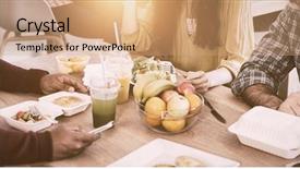  Presentation with creative - Audience pleasing slide deck consisting of creative business team discussing while backdrop and a coral colored foreground