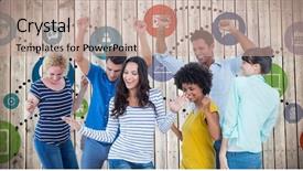  Presentation with creative - Slide deck enhanced with creative business team having fun background and a coral colored foreground