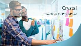  Presentation with sticky notes - Slide set featuring creative business team reading background and a sky blue colored foreground