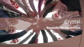  Presentation with team hands - Presentation theme having creative-business-team-stacking-hands background and a violet colored foreground