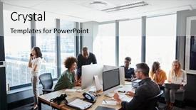  Presentation with team working together - Amazing presentation having creative business team working together backdrop and a light gray colored foreground