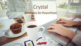  Presentation with team working together - Colorful PPT theme enhanced with creative business team working together in casual office backdrop and a soft green colored foreground