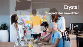  Presentation with team together everyone achieves more - Theme with creative business team working together background and a  colored foreground