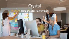  Presentation with team working together - Slide deck consisting of creative business team working together background and a  colored foreground