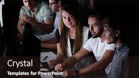  Presentation with creative - Presentation design enhanced with creative-business-team-works-overtime background and a wine colored foreground