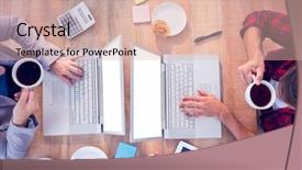  Presentation with tea cup - Theme featuring creative businessmen drinking a cup background and a  colored foreground