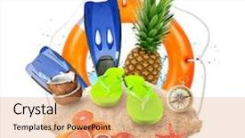  Presentation with view concept of creative logic - Presentation with creative collage for travelling theme background and a coral colored foreground