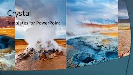  Presentation with photo collage - Cool new PPT theme with creative collage geothermal area hverir backdrop and a light blue colored foreground