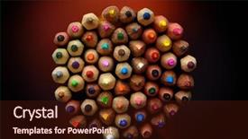  Presentation with tv show studio camera - Slide deck featuring creative concept - colorful pencils - studio shot background and a wine colored foreground