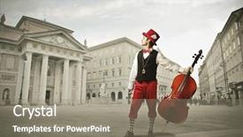  Presentation with clothes - PPT theme consisting of creative concept - man with particular clothes holding background and a gray colored foreground