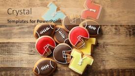  Presentation with cookies - Colorful presentation theme enhanced with creative-cookies-decorated-in-football backdrop and a coral colored foreground