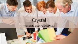  Presentation with design team - Audience pleasing theme consisting of creative designer team in meeting backdrop and a soft green colored foreground