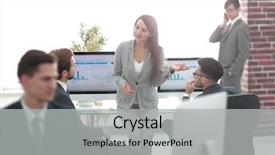  Presentation with director - Cool new slide set with creative director is showing achievement backdrop and a light gray colored foreground