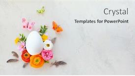  Presentation with white flowers - Cool new PPT theme with creative-easter-concept-made backdrop and a white colored foreground
