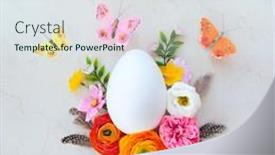 Presentation with white flowers - Beautiful presentation design featuring creative-easter-concept-made backdrop and a sky blue colored foreground