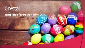  Presentation with eggs egg carton egg box - Slide deck with creative easter eggs of different background and a coral colored foreground