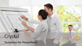  Presentation with creative - Beautiful slide deck featuring creative engineers working with project backdrop and a light gray colored foreground