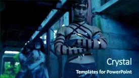  Presentation with cyber war - Amazing PPT theme having creative face-art cyber backdrop and a ocean colored foreground