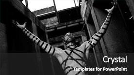  Presentation with cyber war - Presentation with creative face-art cyber background and a dark gray colored foreground