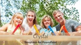  Presentation with future forward - Colorful PPT theme enhanced with creative-family-with-colorful-roofs backdrop and a coral colored foreground